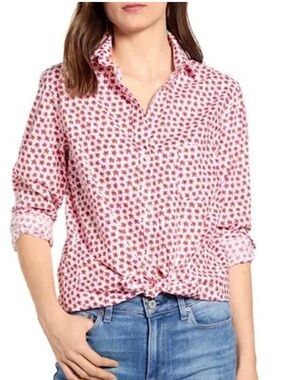 GRAYSON BY FRANK & EILEEN WOMENS THE HERO WHITE RED FLORAL BUTTON DOWN 3 MEDIUM